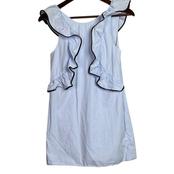 Zara Trafaluc Sleeveless Ruffle Cotton Mini Dress Side Zip Up XS Light Blue - Picture 10 of 15